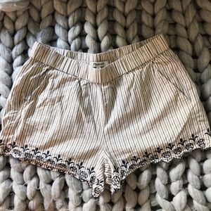 madewell scalloped striped summer shorts